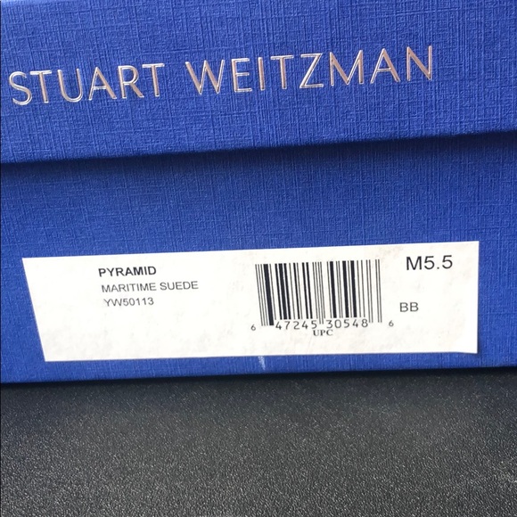 Stuart Weitzman Pyramid Maritime Suede Blue Bootie - Picture 4 of 6